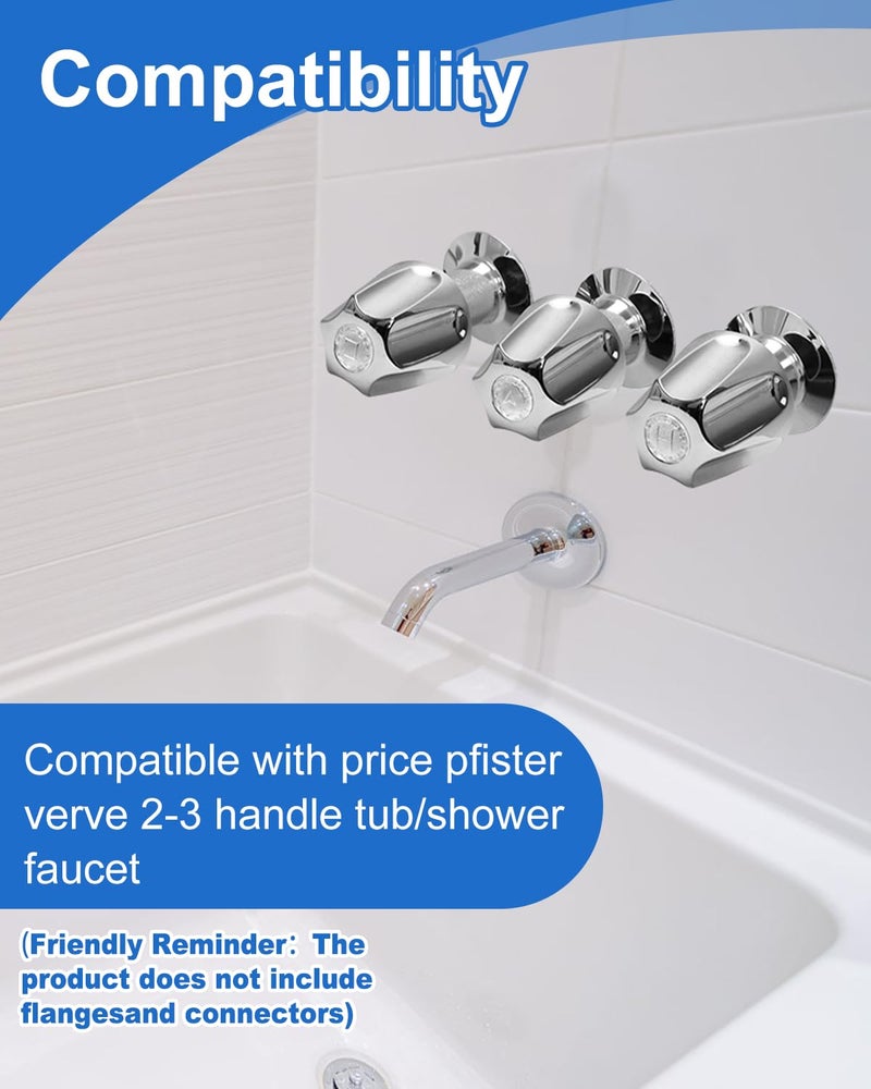 sousac 3 Set Shower Knob Replacement, Metal Bath Tub Faucet Handle Include Hot/Cold/Diverter (No Flange Base), Compatible with Price Pfister Verve Fits 5-1/2'', 12 Tooth Broach Stem (Silver) - Image 4